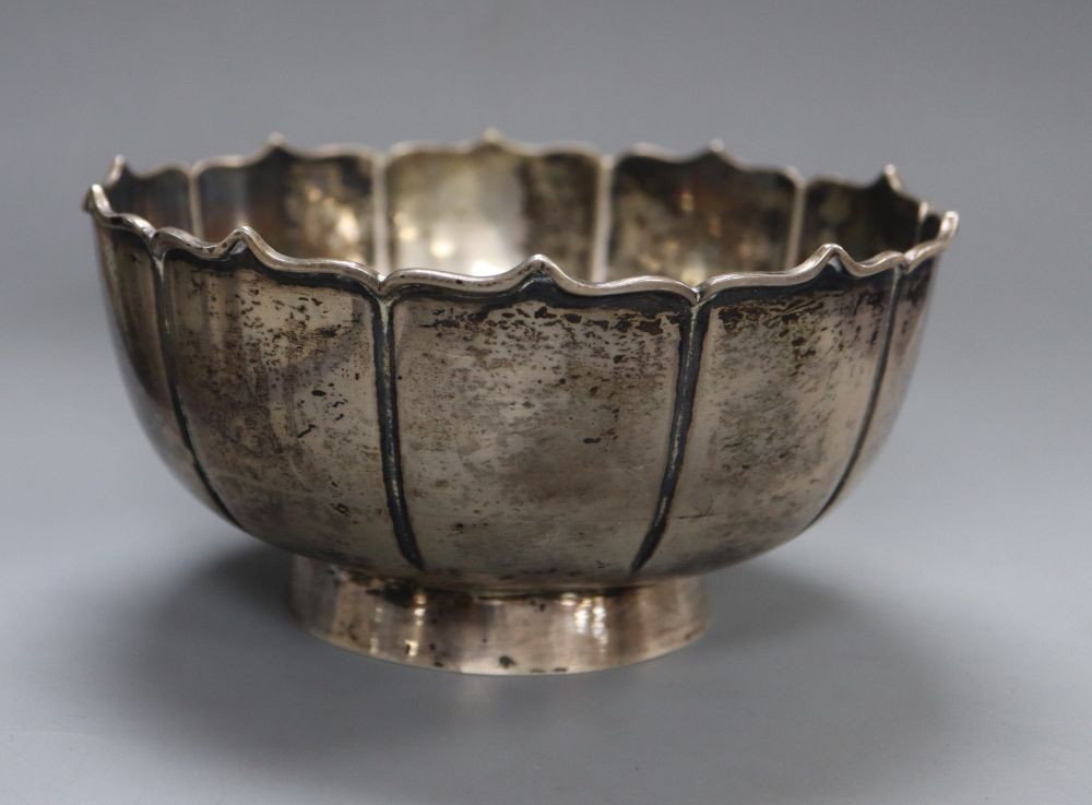 An early 20th century Chinese Export white metal presentation rose bowl by Wang Hing, Hong Kong